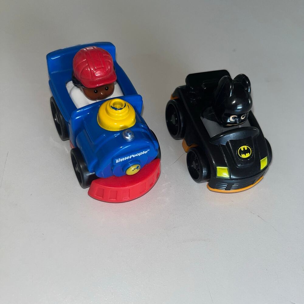 Little People Wheelies Set of 2, Train Conductor Wheelie & Batman Wheelie (OS1)